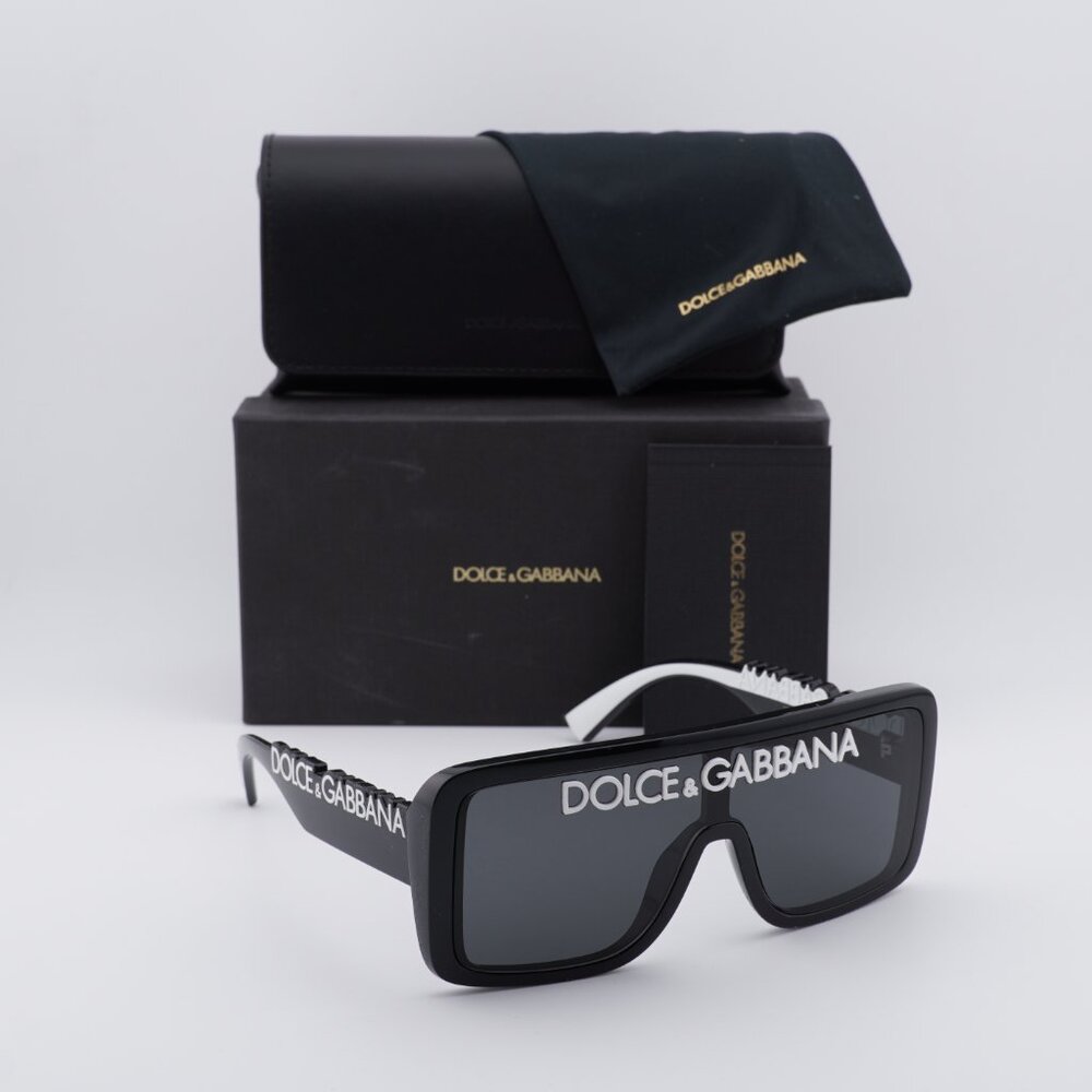 Dolce & Gabbana DG6204 L50187 Shield Sunglasses - Shiny Black/Grey - Picture 4 of 8